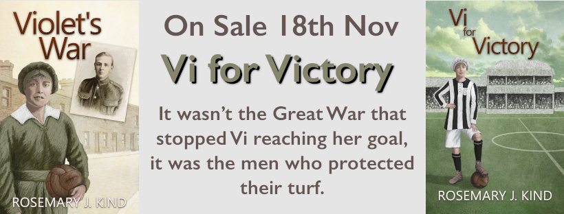 Book covers of Violet's War and Vi for Victory - which tell the story of women's football during WWI